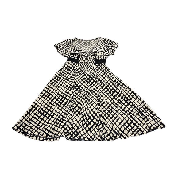 Apt. 9 Fit & Flare Dress Women Small Petite White Printed Stretch Belted Waist - Picture 1 of 9